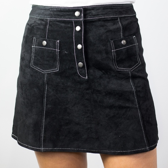 ASOS Dresses & Skirts - ASOS A-Line Suede Mini Skirt - Black